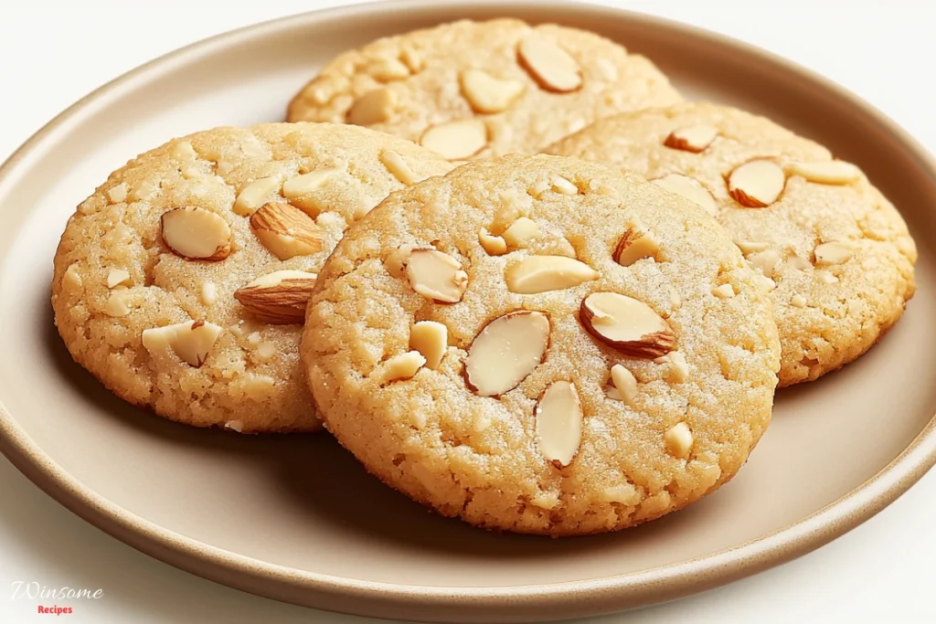 Delicious, freshly baked Italian almond cookies arranged on a plate