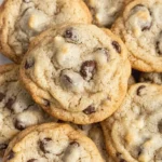 A freshly baked tray of Ghirardelli chocolate chip cookies, golden brown and perfectly textured, with melting chocolate chips glistening on top