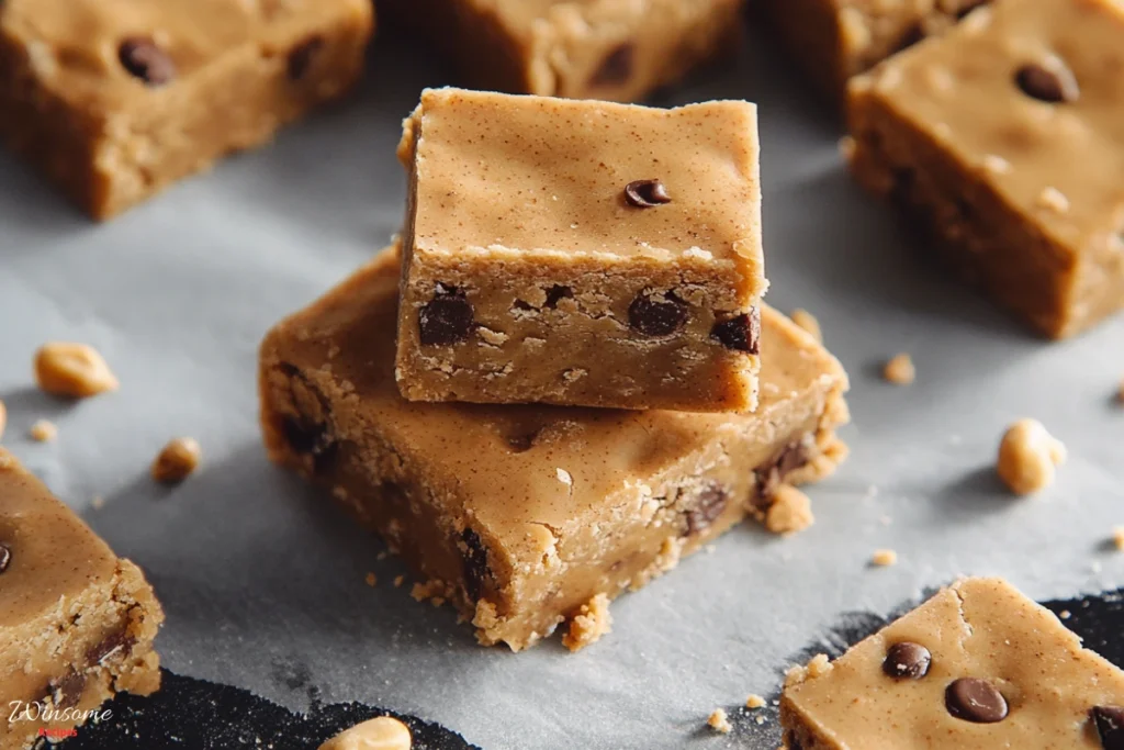 A visually appealing display of homemade protein bars, showcasing a cutting board with freshly cut bars, 