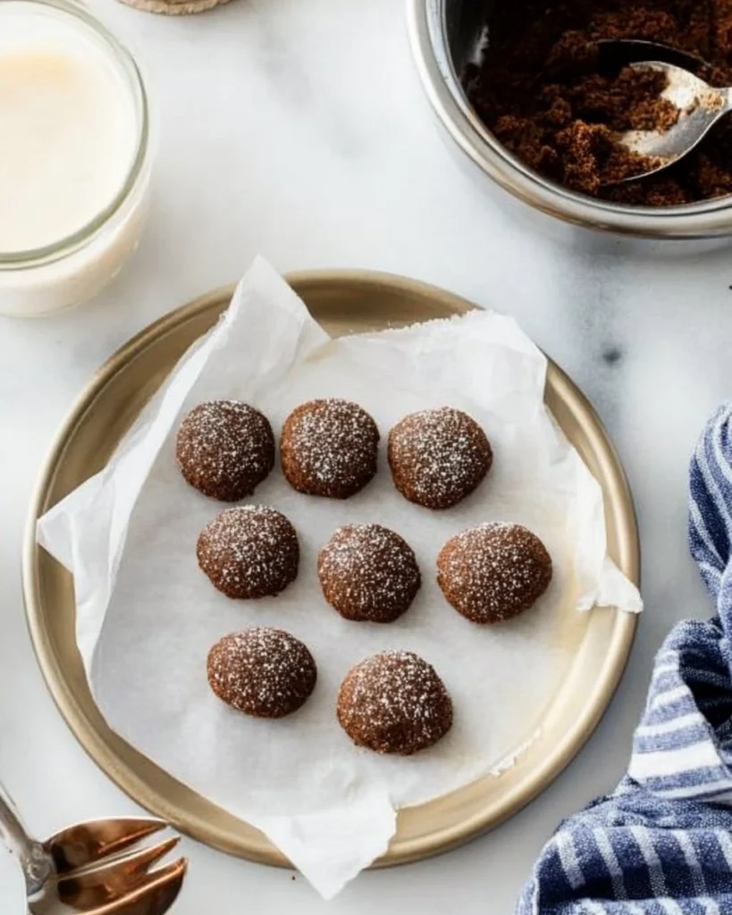 A plate of soft molasses cookies beside a glass of milk and a bowl of sugar, inviting and deliciously tempting.