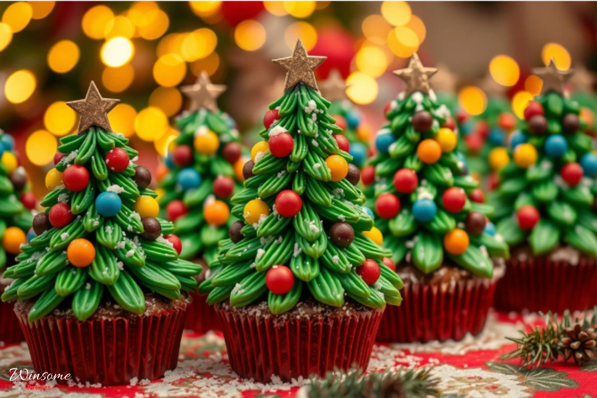 Delightful Christmas tree cakes adorned with vibrant frosting and festive decorations, perfect for holiday celebrations.