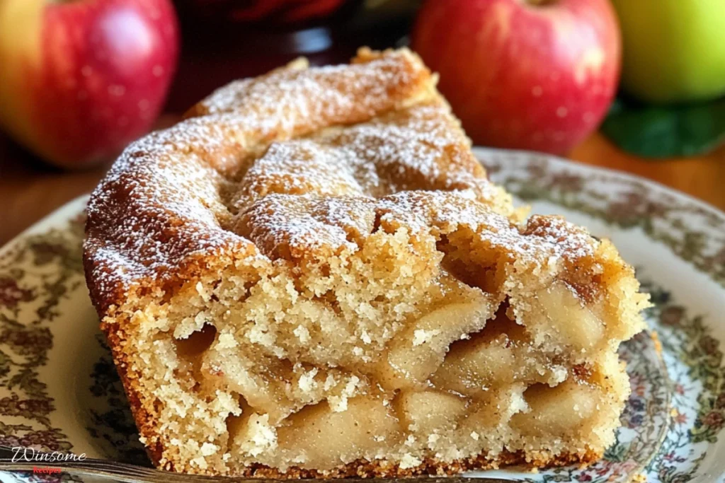 Delicious Fresh Apple Cake Recipe Served in a plate