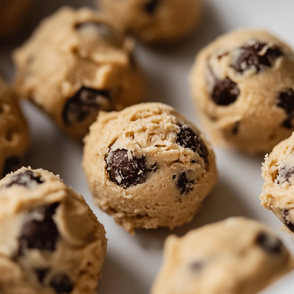 rich protein cookie dough, sprinkled with chocolate chips and crushed nuts