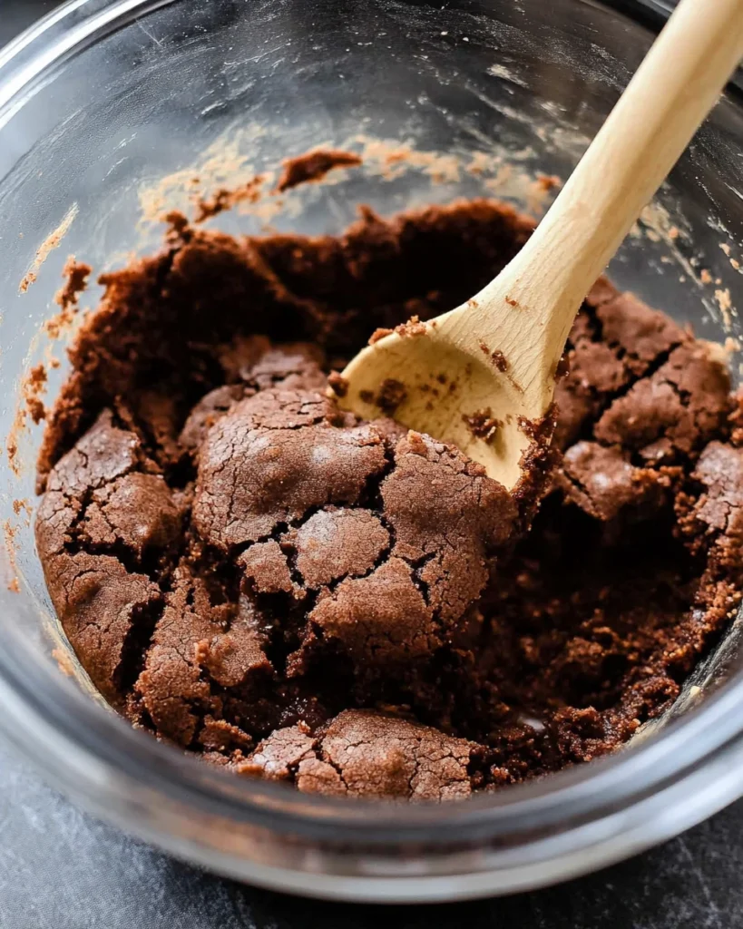 Delicious chocolate brownies in a bowl, accompanied by a wooden spoon, perfect for indulging alongside Andes Mint Cookies.