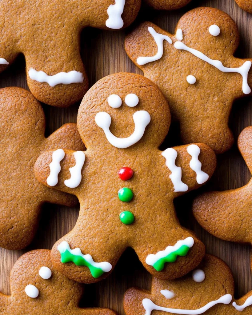 Gingerbread cookies featuring cheerful smiling faces, beautifully decorated and ready for the festive season.
