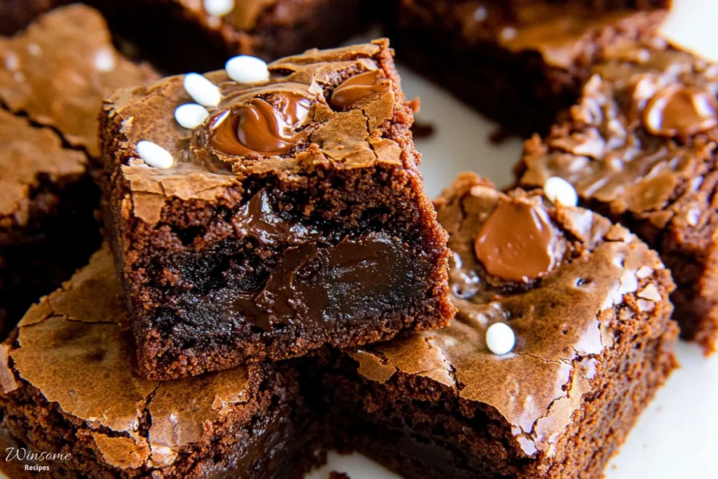Decadent Nutella brownies topped with fluffy marshmallows, creating a deliciously sweet and gooey treat.