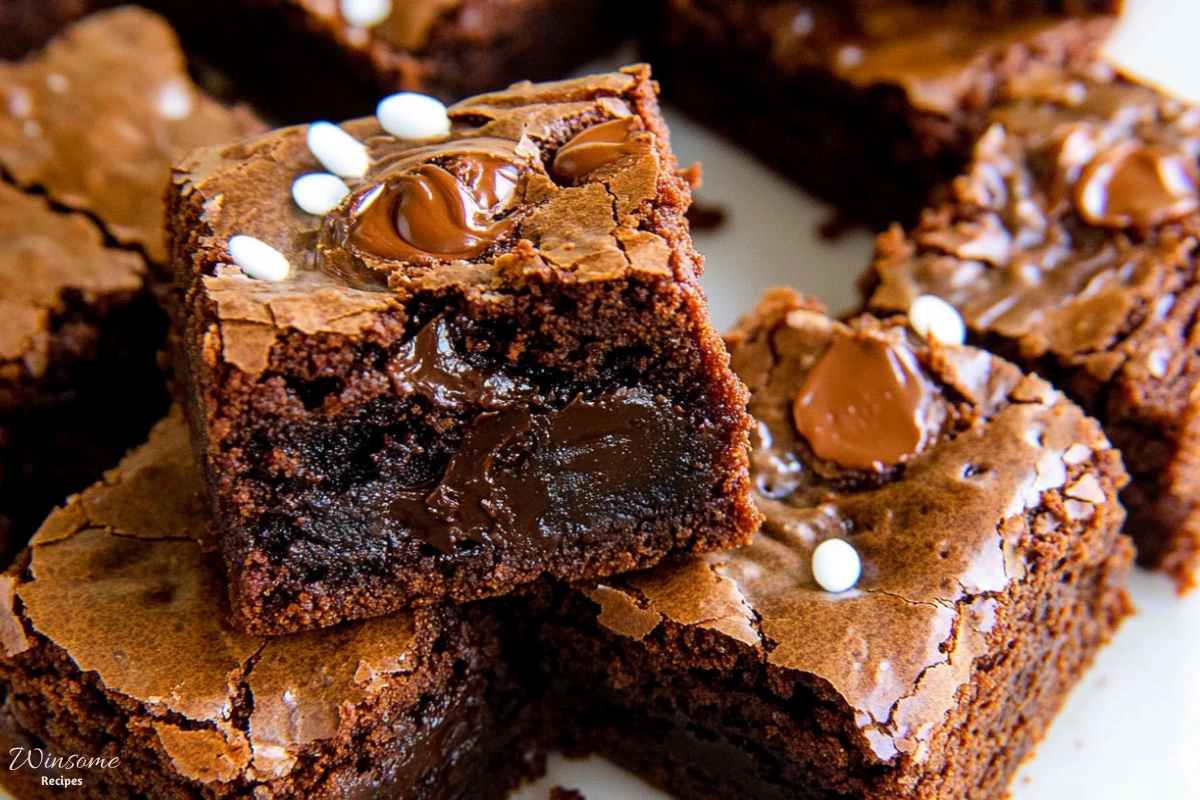 Decadent Nutella brownies topped with fluffy marshmallows, creating a deliciously sweet and gooey treat.