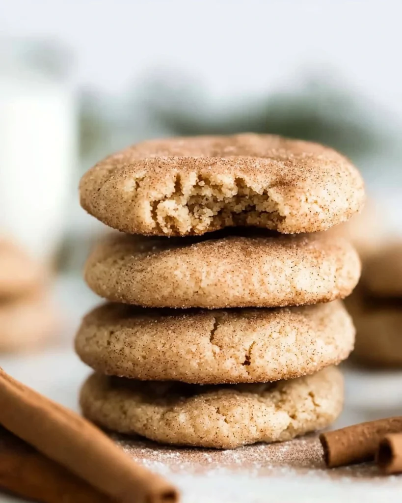 snickerdoodle cookies, including a snickerdoodle, with a bite taken out of one, showcasing their delicious texture.